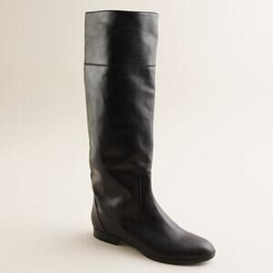 J. CREW Booker Boots Black Tall Boots Leather Riding Size 7.5